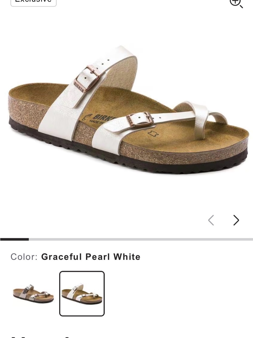 Birkenstock Pearl White Two-Buckle Toe-Loop Sandal